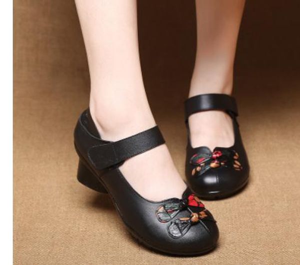 

women's shoes in spring and autumn middle coarse heel round head @989689, Black