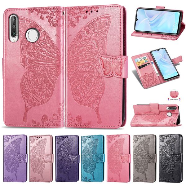 

Флип PU кожаный чехол для Huawei P30 Lite с перфокартой перфокарты цветок бабочка слот ру