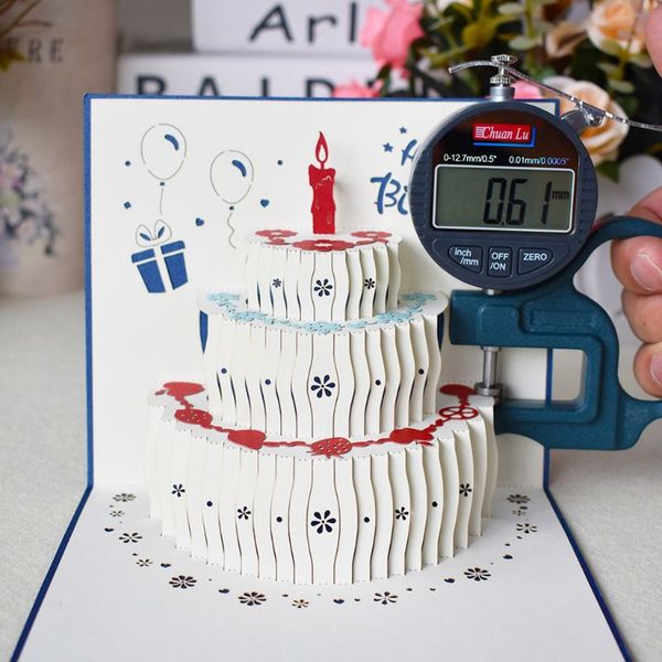 

ootdty sell 3d up happy birthday greeting cards cake postcards invitations with envelope