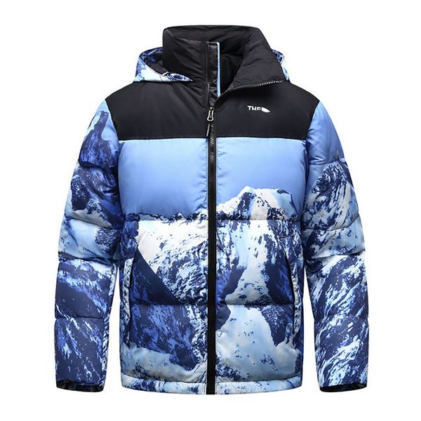 

men winter jacket luxury fashion flag snow mountain print men parka face new north jacket warm goose down designer jackets, Black