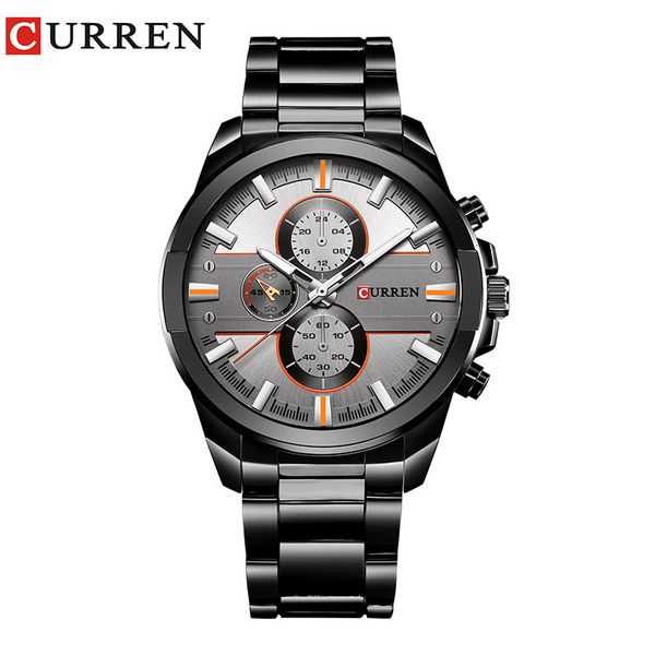 

curren 8274 quartz man watch men watches brand luxury famous stainless steel men male clock wristwatch hodinky sport clock, Slivery;brown