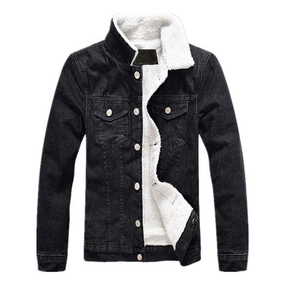

men jacket and coat trendy warm fleece thick denim jacket 2019 winter fashion mens jean outwear male cowboy plus size 5xl, Black;brown