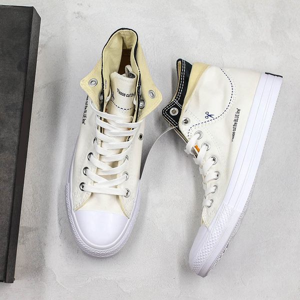 

DIY Conversing Taylor Canvas Shoes High Chuck Joint Cut The Blue Line High Fashion Sneakers White Casual Sports Chaussure Men Women