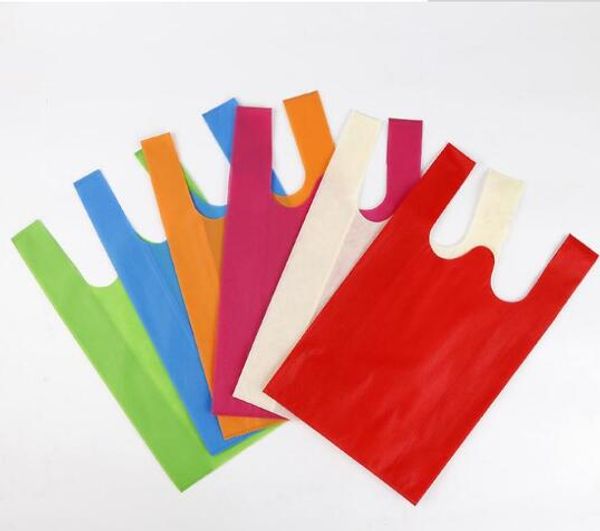 Solid Color Non-Woven Bag 3 Tamanho Recycled compras reusáveis ​​Folding Sacos de mantimento Bolsa Publicidade encomenda do saco