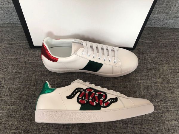 

discount lady fashion womens casual shoes italy designer sneakers shoes leather green red bee embroidered black tiger 35-46 t10
