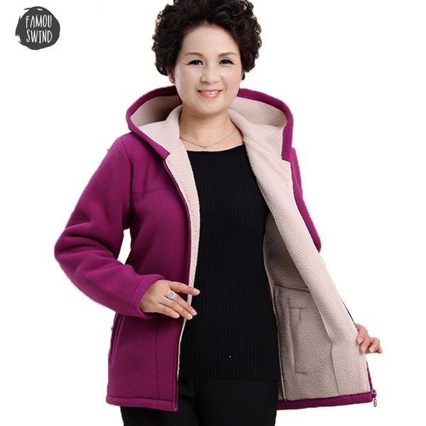 

women jacket middle aged autumn fleece 2019 plus size 5xl coat hooded solid color warm casual short winter jacket slim, Black;brown