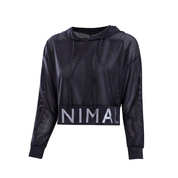 

yoga outfits mesh fitness suit loose casual hooded breathable sports blouse women's running long sleeve coat, White;red
