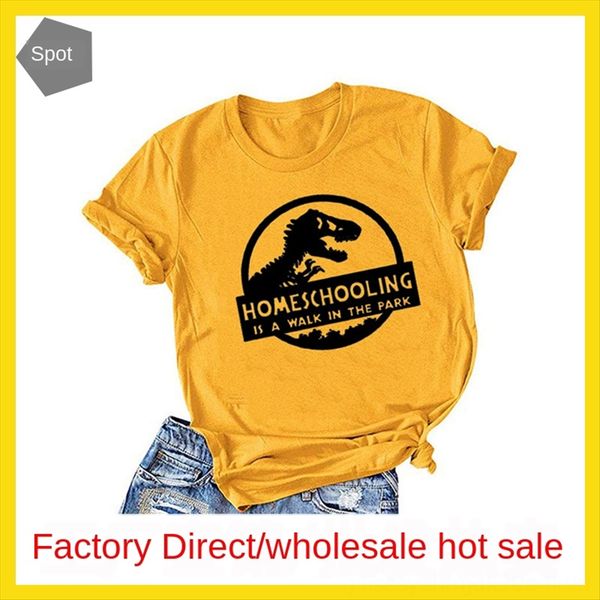 

homeschooling letter short sleeve casual women's loose homeschooling letter short sleeve t-shirt casual women's loose t-shirt, White