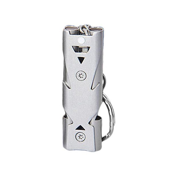 

double pipe whistle high decibel grade stainless steel outdoor emergency survival whistle keychain cheerleading new