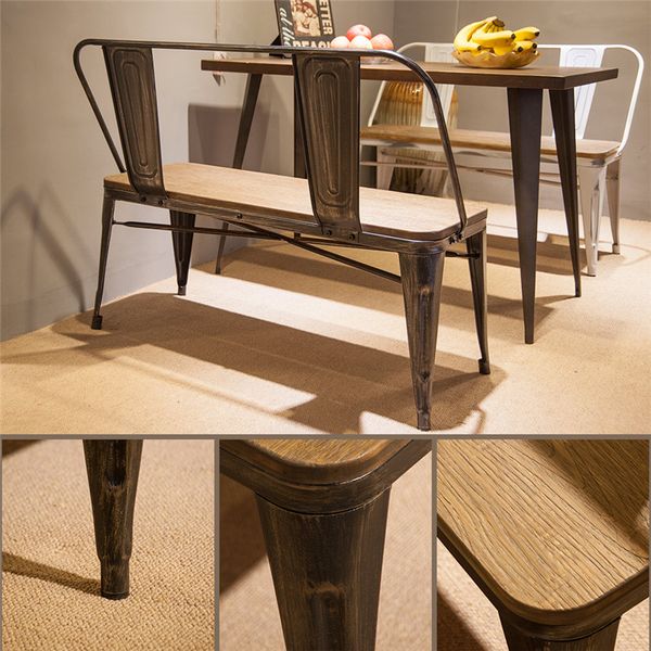 Trexm Rustic Vintage Style Distressed Dining Table Bench With