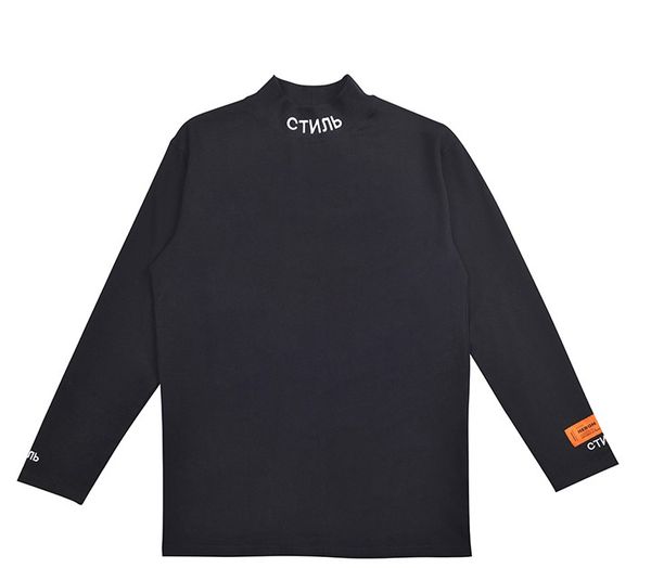 

Spring And Autumn HP HERON PRESTON Letter Embroidered High Neckline Loose Casual Shirt Long Sleeve T-Shirt Trend Youth Man And Woman