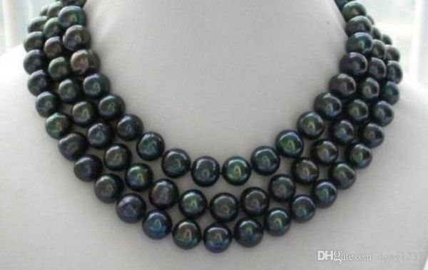 

8-9mm black tahitian pearl necklace 48", Silver