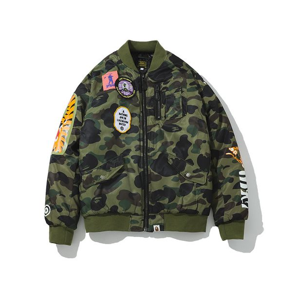 

2019 fashion camouflage baseball uniform badge jacket warm jacket cotton christmas hip hop reflective, Black;brown