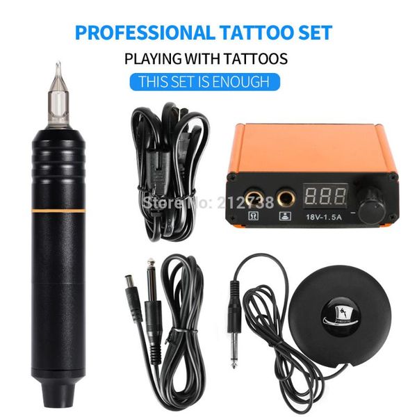 

professional tattoo rotary pen tattoo kit machine mini power set studio supplies-c0
