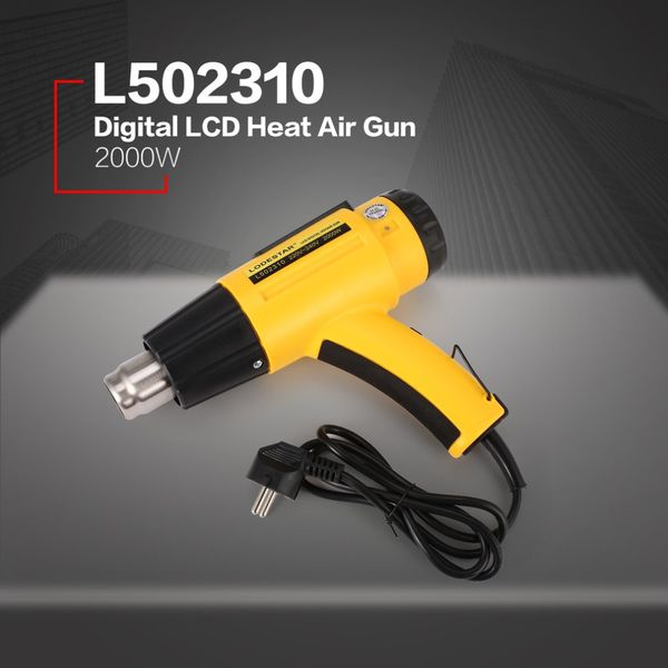 

l502310 2000w lcd digital electric air heat gun temperature fan adjustable shrink wrap paint stripper diy tool + nozzle