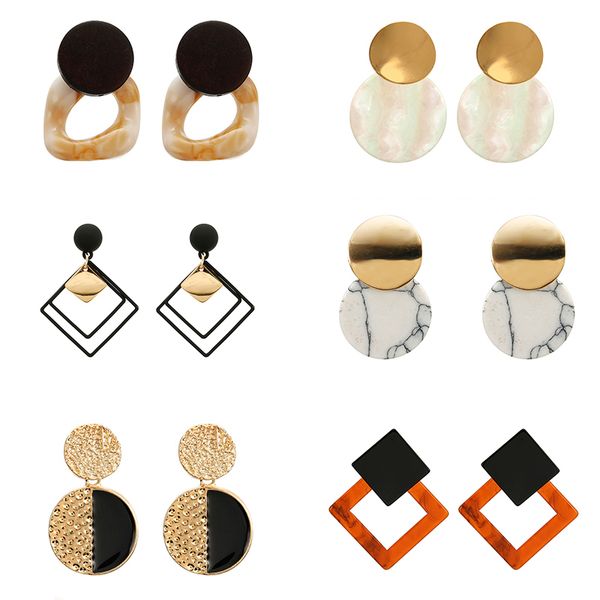 

2019 retro women's fashion statement earring acrylic acetic acid drop earrings for wedding gift wholesale, Silver