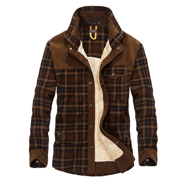 

quality men autumn winter warm thick fleece cotton plaid shirts camisa masculina male casual button slim fit large size shirt, White;black