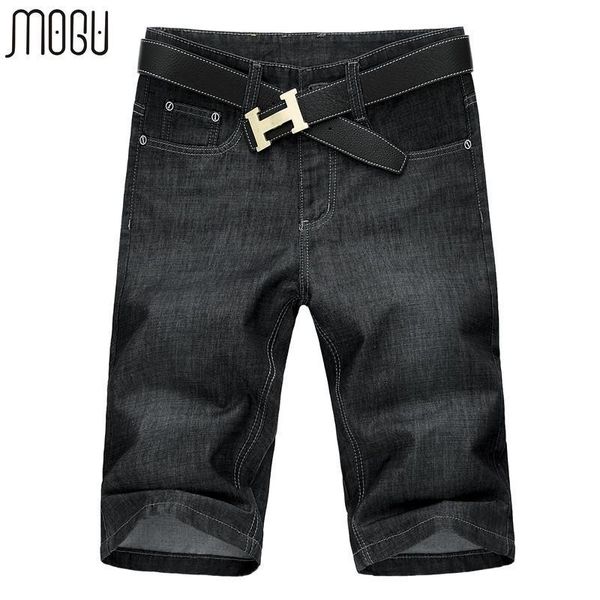 

mogu knee length shorts men fashion mid waist short jeans for men 2020 summer new denim shorts for male plus size 56 t200521, Black