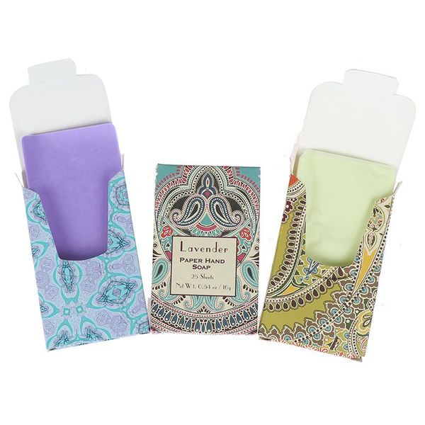 

25pcs/lot outdoor travel soap paper washing hand bath clean scented slice sheets disposable boxe soap portable mini paper soap