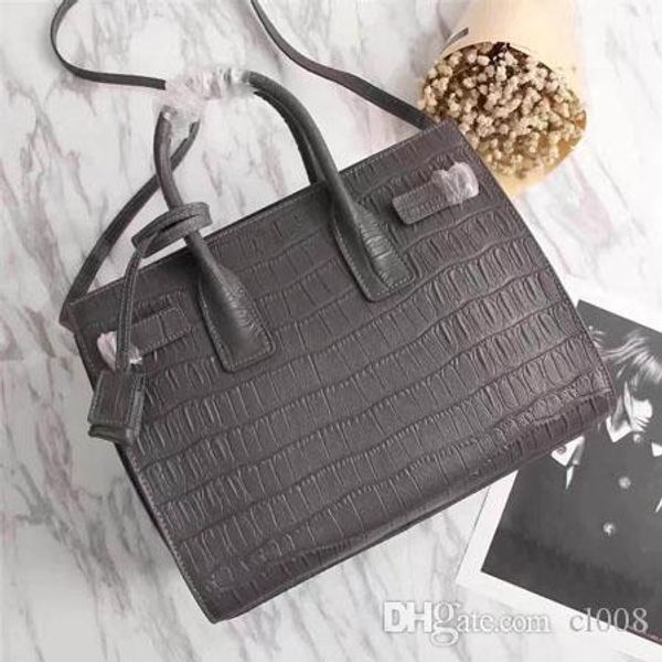 

women leather totes 32cm medium size crocodile grain real cow leather with zipper mouth absolutly reliable casual bags