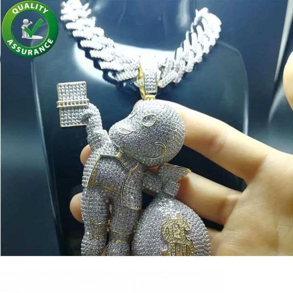

iced out pendant luxury designer necklace hip hop jewelry mens diamond tennis chain miami cuban link bling gold pandora style charms fashion, Silver