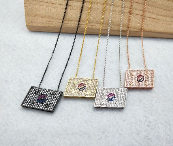 Micro Pave Kristall Zirkonia Anhänger Charms Schmuck finden, koreanische Flagge Halskette für Frau NK336