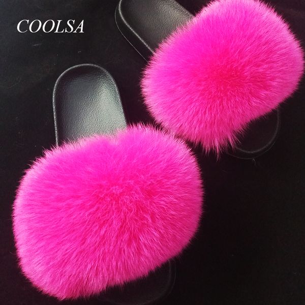 

summer fox skin soft woman slippers lovely vanilla fluffy beach vanilla woman covered with fluffy sandals, Black