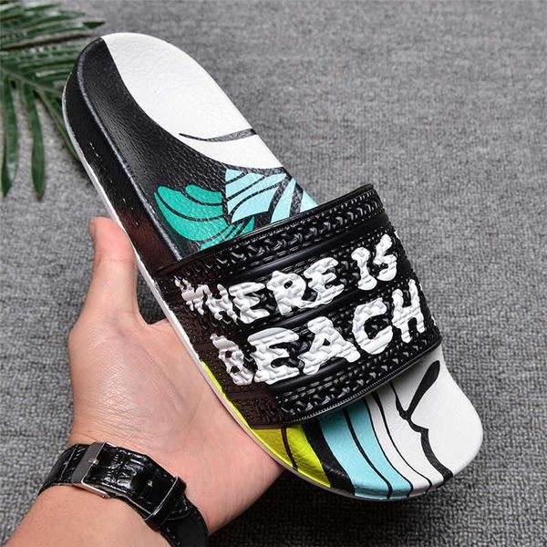 

with box new arrival male scuffs fashion men summer beach slippers factory wholesale multicolor sandals size 40-45, Black