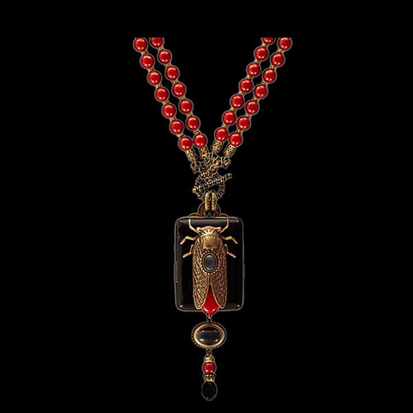 

amorita boutique vintage design cicada keratoisis necklace j190712, Silver