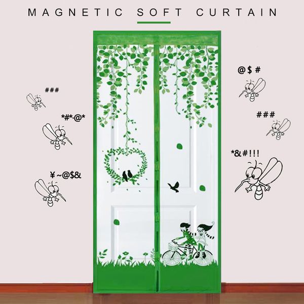

magnet mosquito net summer anti-mosquito mesh durable bicycle lovers pattern anti-insect patio magnetic door curtains