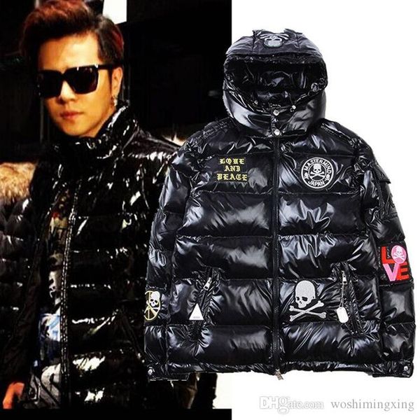 

winter new men's down parkas fashion casual duck down jacket taro patch men hooded thick park coats casual mens, Black