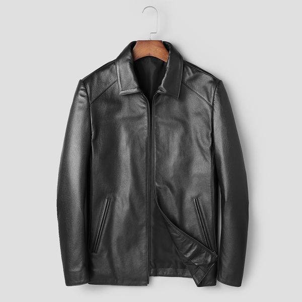 

genuine leather cow jacket real leather mens jacket smart casual new style genuine coat men autumn winter clothing new, Black