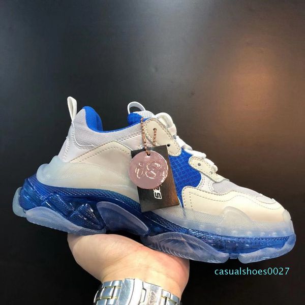 

серый дизайнер тройной крупногабаритные sneaker clear подошва тройной платформы кожаные ботинки низкий top узелок повседневная обувь тарелка, Black