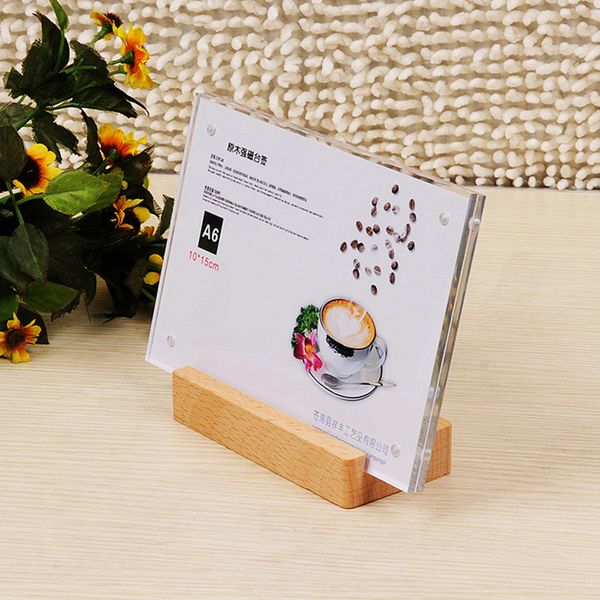 

120*80mm acrylic l shape table sign holder table price card tags menu display stands poster magnetic frame stander