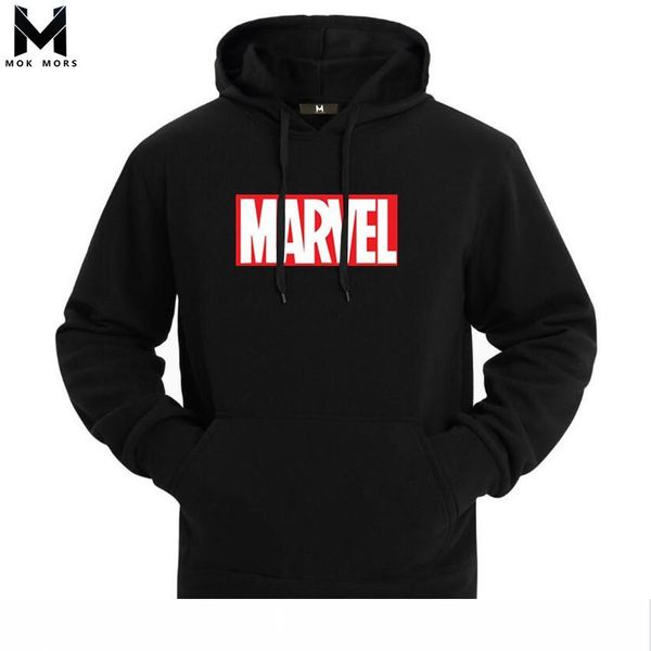 

горячие 2018 осень и зима бренд кофты мужчины высокое качество marvel письмо печати мода мужские толстовки, Black