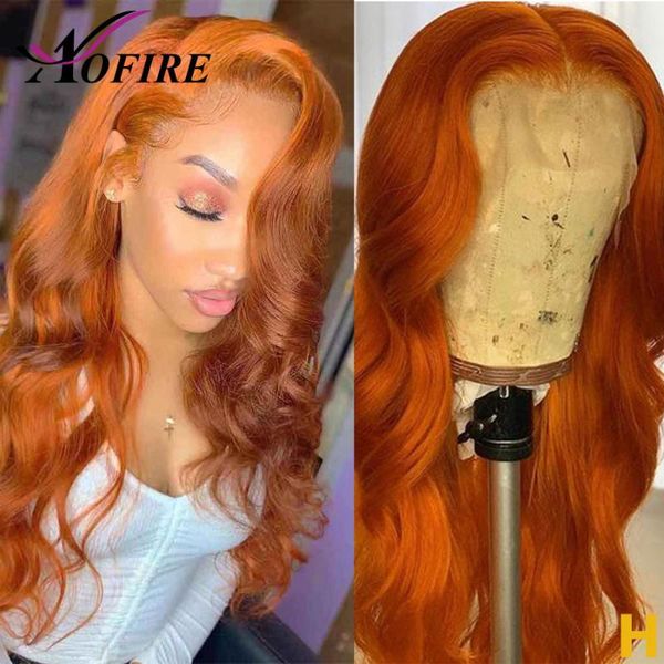 

lace wigs orange color 13x6 front human hair for women wavy pre plucked brazilian remy with baby 150 density, Black;brown