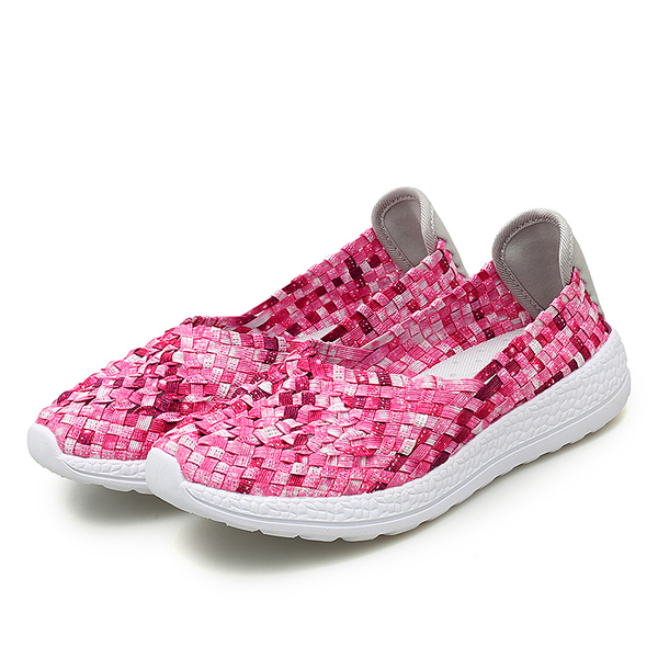 

womens shoes summer sneakers breathable casual flats female woven shoes slip on ladies loafers handmade sneakers big size 42, Black