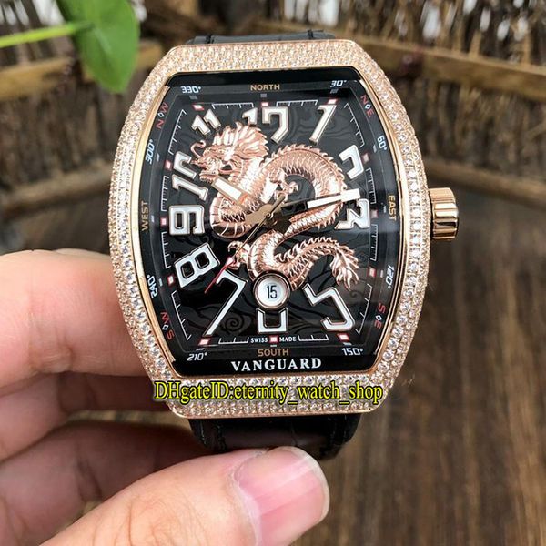 

6 цветов авангард v 45 sc dt яхтенный дракон тотем коммутируемого miyota автоматическая мужские часы розовое золото алмазный диск кожаный ре, Slivery;brown