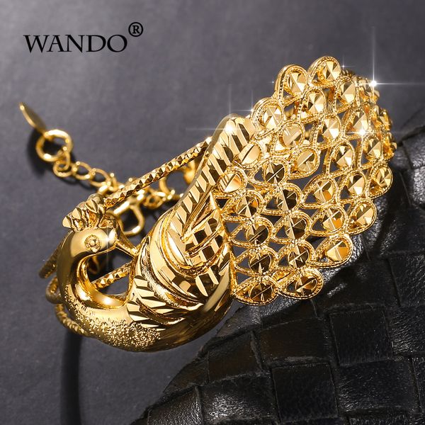 

wando france peacock gold bracelet women gold luxury bracelet jewelry romantic bridal peacock bracelet gift b37, Golden;silver