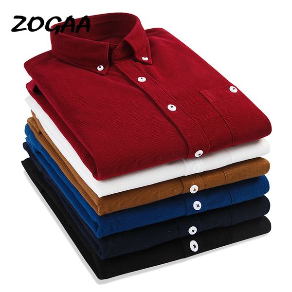 

men's casual shirts zogaa men long sleeves corduroy dress shirt 2021 fashion solid color male slim fit 5xl, White;black