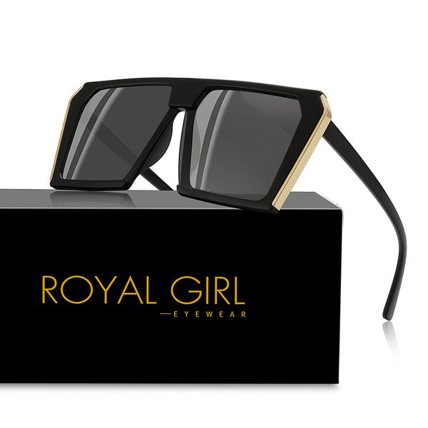 

royal girl 2020 oversized sunglasses women men square retro vintage sun glasses brand designer gafas de sol mujer uv400 ss185, White;black