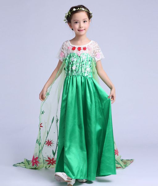 

girls snow queen princess dress-up cosplay costume make-up party princess rapunzel lace dress 10 style dhl ship px-d05, Red;yellow