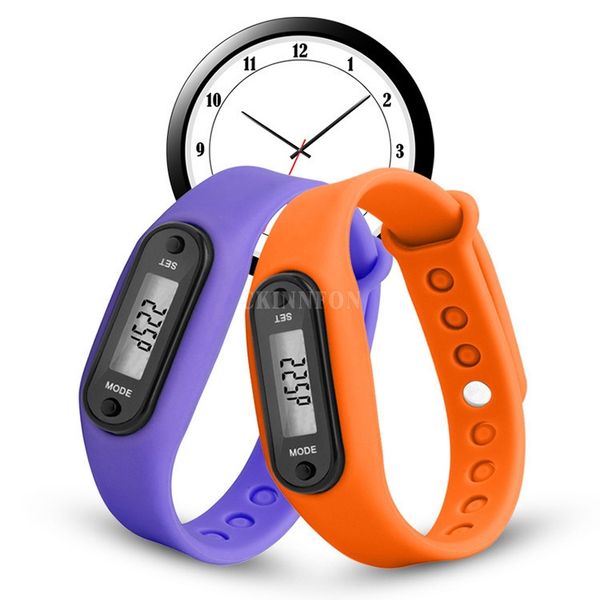

dhl 100pcs digital lcd silicone wirstband pedometer run step walking distance calorie counter wrist women&men sport watch