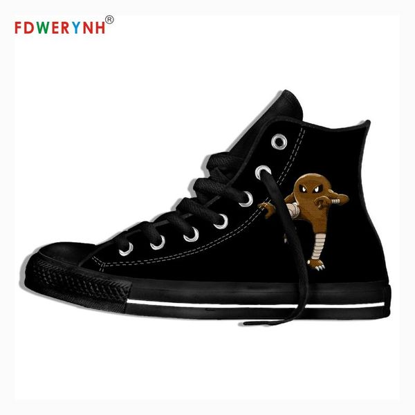 

canvas sneakers design pocket hitmonlee anime cartoon casual high shoes