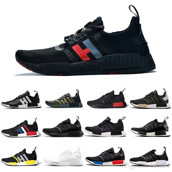 

red marble nmd r1 mens running shoes military green oreo atmos bred tri-color og classic men women thunder sports trainer sneakers 36-45