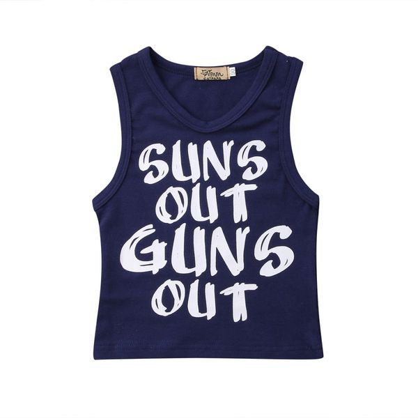 

newborn toddler kid baby boy summer sleeveless casual letter v-neck t-shirt clothes new fashion, Blue