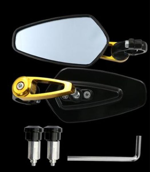 

universal motorcycle/electric bicycle cnc pentagon side rear view mirrors gold