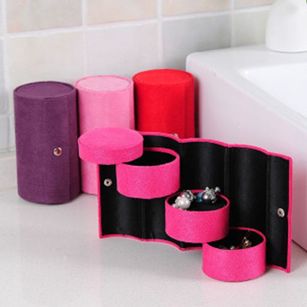 

accessories cylinder cosmetic cases useful necklace earring jewelry cosmetic holder organizer display box gift