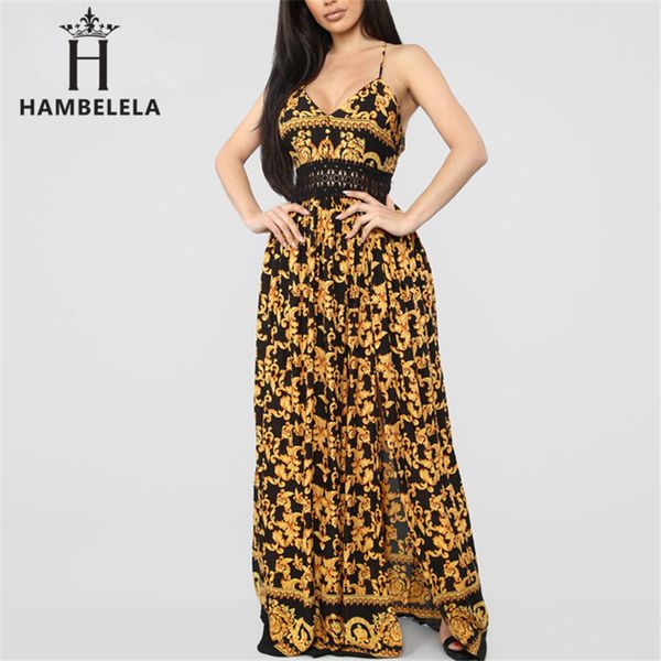 

hambelela summer lace dress deep v-neck strap dresses elegant floral print long dress gypsy boho dress for women vestidos, Black;pink