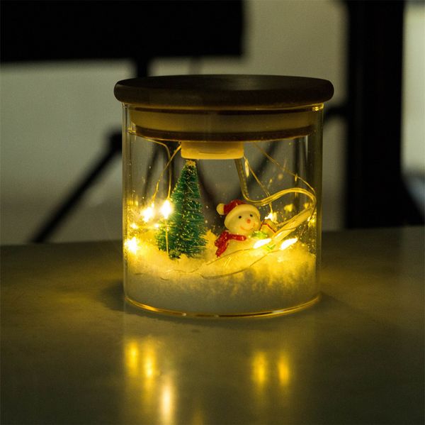 

diy christmas decoration lamp borosilicate snow decoration jar lamp for christmas party home light strap jar